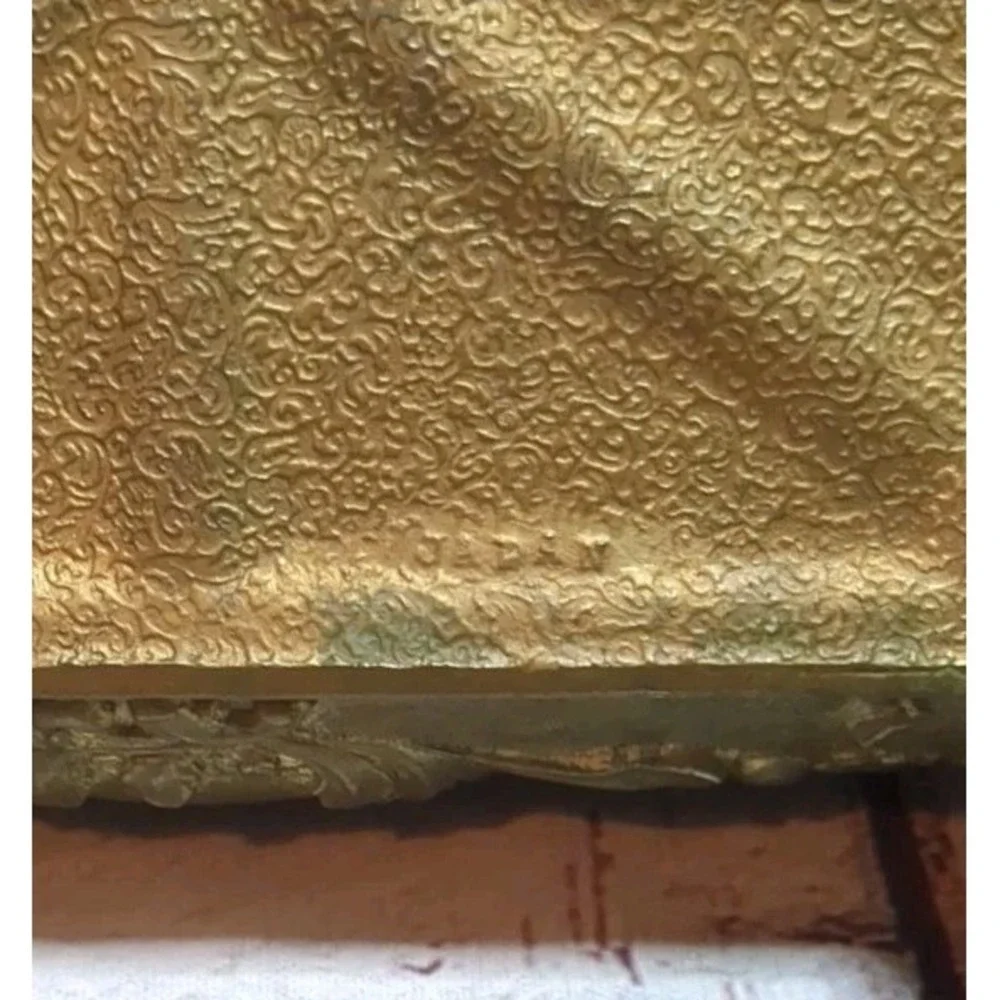Vtg.‎ Ornate Metal Footed Jewelry Casket Box Made In Japan
